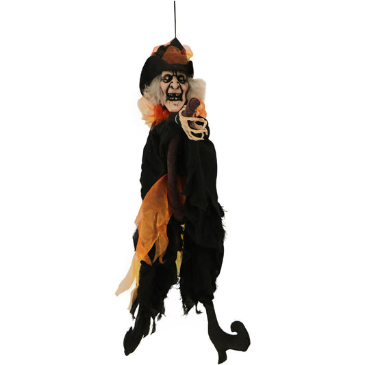 Haunted Hill Farm -  2.5-Ft. Animatronic Hanging Witch, Indoor/Outdoor Halloween Decoration, Red LED Eyes, Poseable, Ophelia