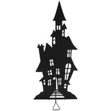 Haunted Hill Farm - 69-In. Haunted House Black Iron Halloween Silhouette with Ground Stakes and Easel for Lawn, Garden, Porch and Foyer