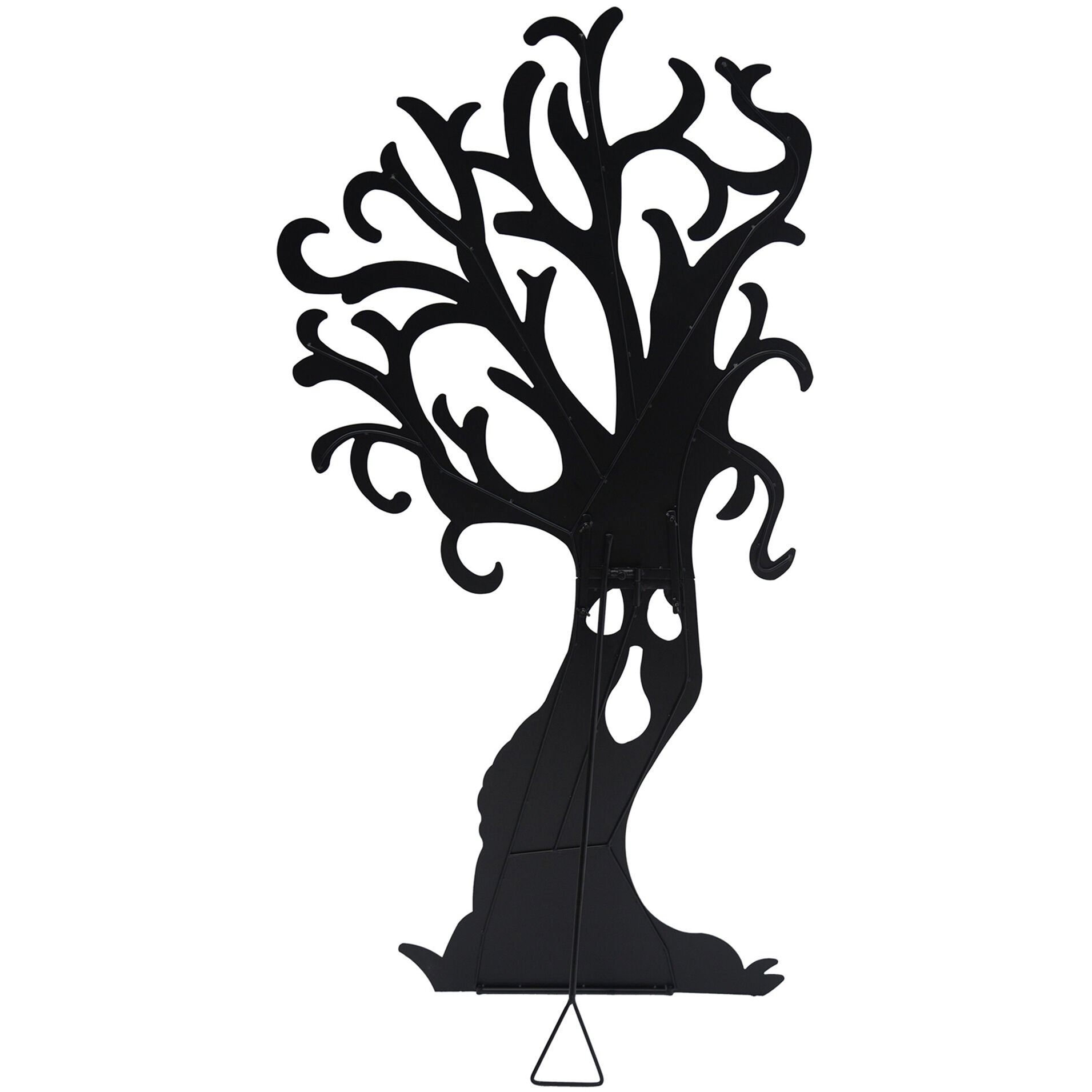 Haunted Hill Farm - 66.5-In. Haunted Tree Black Iron Halloween Silhouette with Ground Stakes and Easel for Lawn, Garden, Porch and Foyer