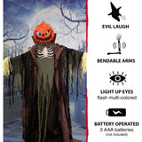 Haunted Hill Farm -  Life-Size Animatronic Scarecrow, Indoor/Outdoor Halloween Decoration, Flashing Colorful Eyes, Poseable