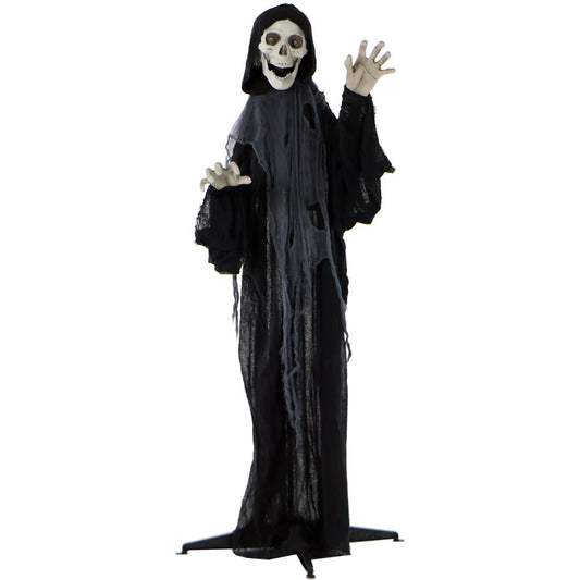 Haunted Hill Farm -  Cage the Laughing Grim Reaper with Flashing Eyes and Ribs, Indoor or Covered Outdoor Halloween Decoration