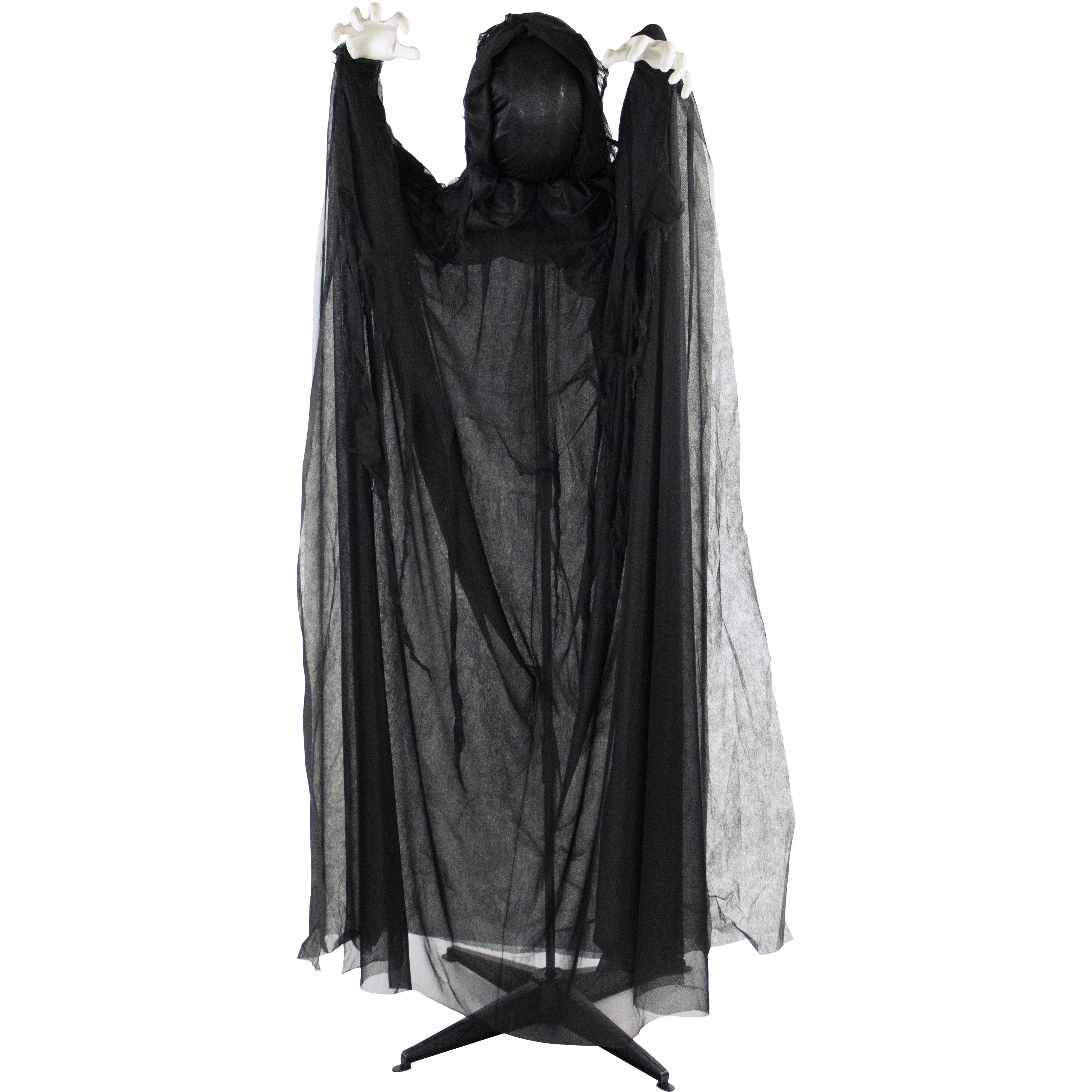 Haunted Hill Farm -  65-In. Animatronic Reaper, Indoor or Outdoor Halloween Decoration, Light-up Face, Poseable