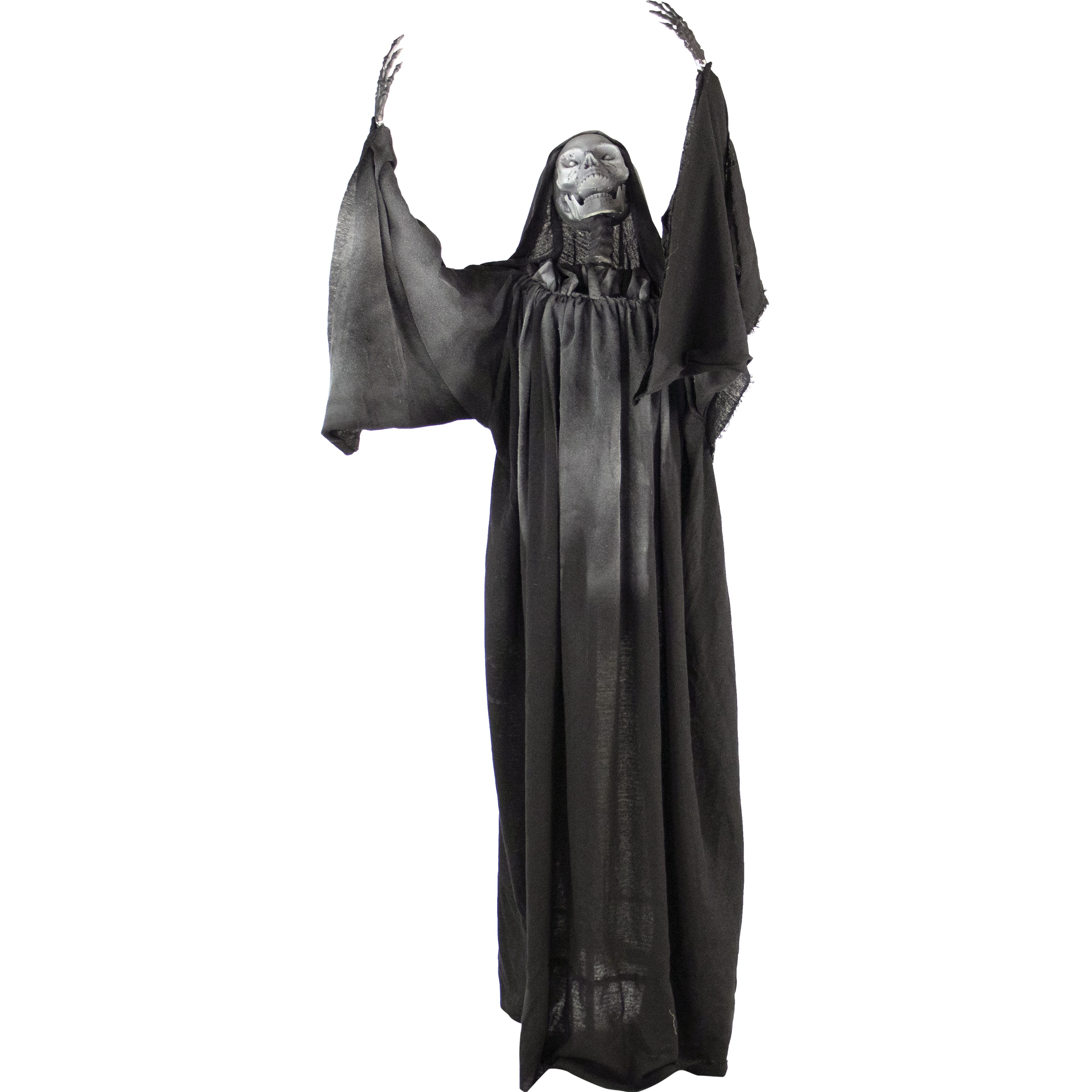 Haunted Hill Farm -  63-In. Talking Reaper, Indoor/Outdoor Halloween Decoration, Flashing White Eyes, Poseable