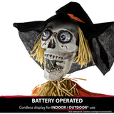 Haunted Hill Farm -  Hayward the Moaning Skeleton Scarecrow with Rotating Head, Indoor or Covered Outdoor Halloween Decoration