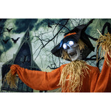 Haunted Hill Farm -  Hayward the Moaning Skeleton Scarecrow with Rotating Head, Indoor or Covered Outdoor Halloween Decoration