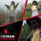 Haunted Hill Farm -  Life-Size Animatronic Scarecrow, Indoor/Outdoor Halloween Decoration, Laughing, Poseable