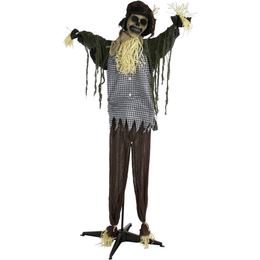 Haunted Hill Farm -  Life-Size Animatronic Scarecrow, Indoor/Outdoor Halloween Decoration, Laughing, Poseable