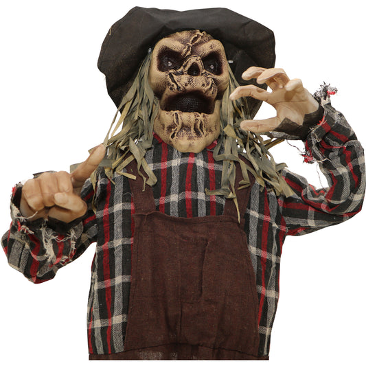Haunted Hill Farm -  5.5-ft. Animated Scarecrow, Indoor/Covered Outdoor Halloween Decoration, Multi LED, Poseable, Rodney