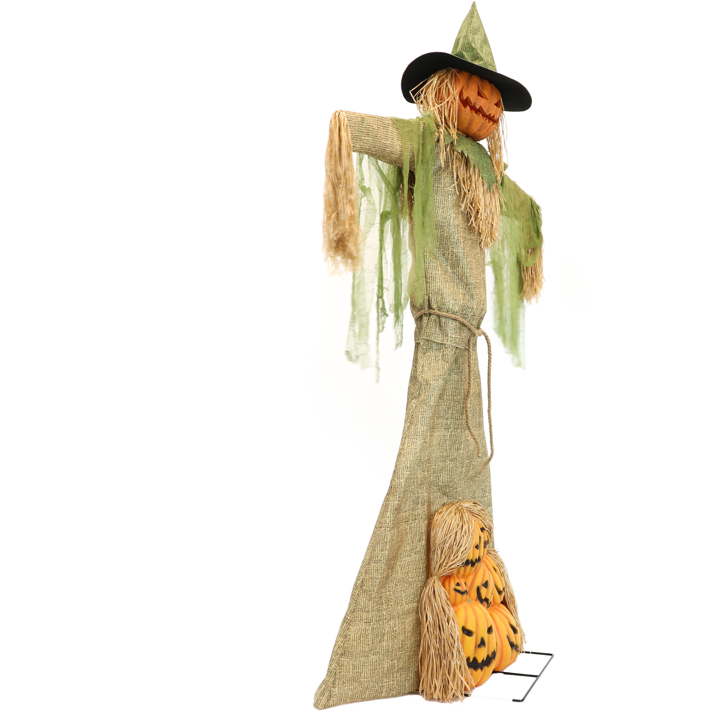 Haunted Hill Farm - 7.5-Ft. Tall Motion Activated Hayride Hellion by SVI, Battery-Operated Halloween Scarecrow Prop with Light-Up Face