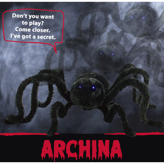 Haunted Hill Farm -  36 In. Animatronic Crawler Spider, Indoor/Outdoor Halloween Decoration, Flashing Blue Eyes