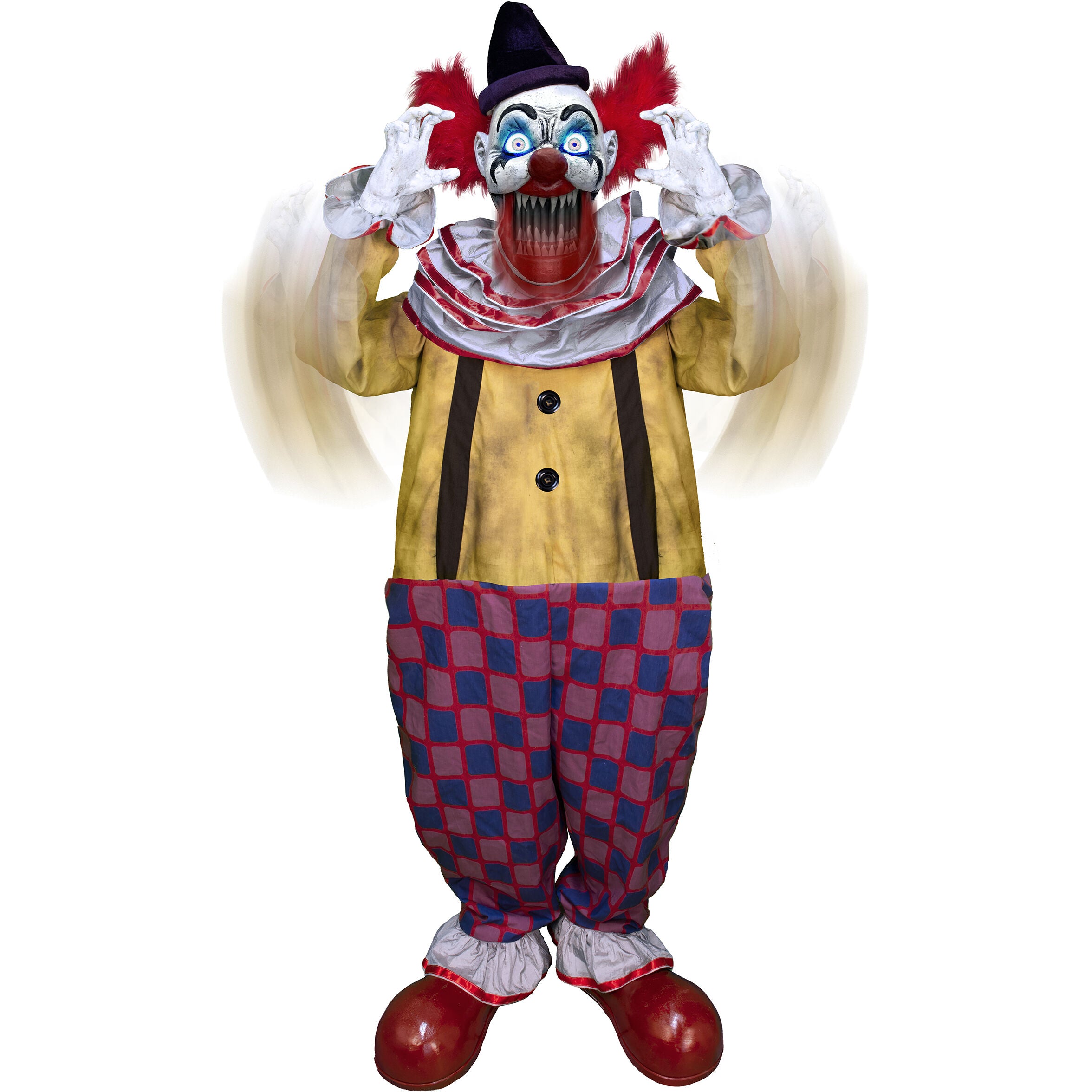Haunted Hill Farm - Motion-Activated Startling Arms Clown by Tekky, Premium Talking Halloween Animatronic, Plug-In or Battery