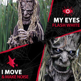 Haunted Hill Farm -  Life-Size Animatronic Tree Man, Indoor/Outdoor Halloween Decoration, Light-up White Eyes, Poseable