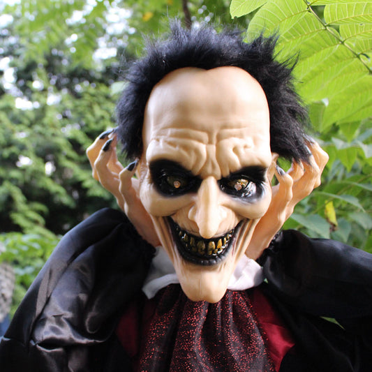 Haunted Hill Farm -  5.6-ft. Standing Vampire, Indoor/Covered Outdoor Halloween Decoration, LED Red Eyes, Poseable, Fang