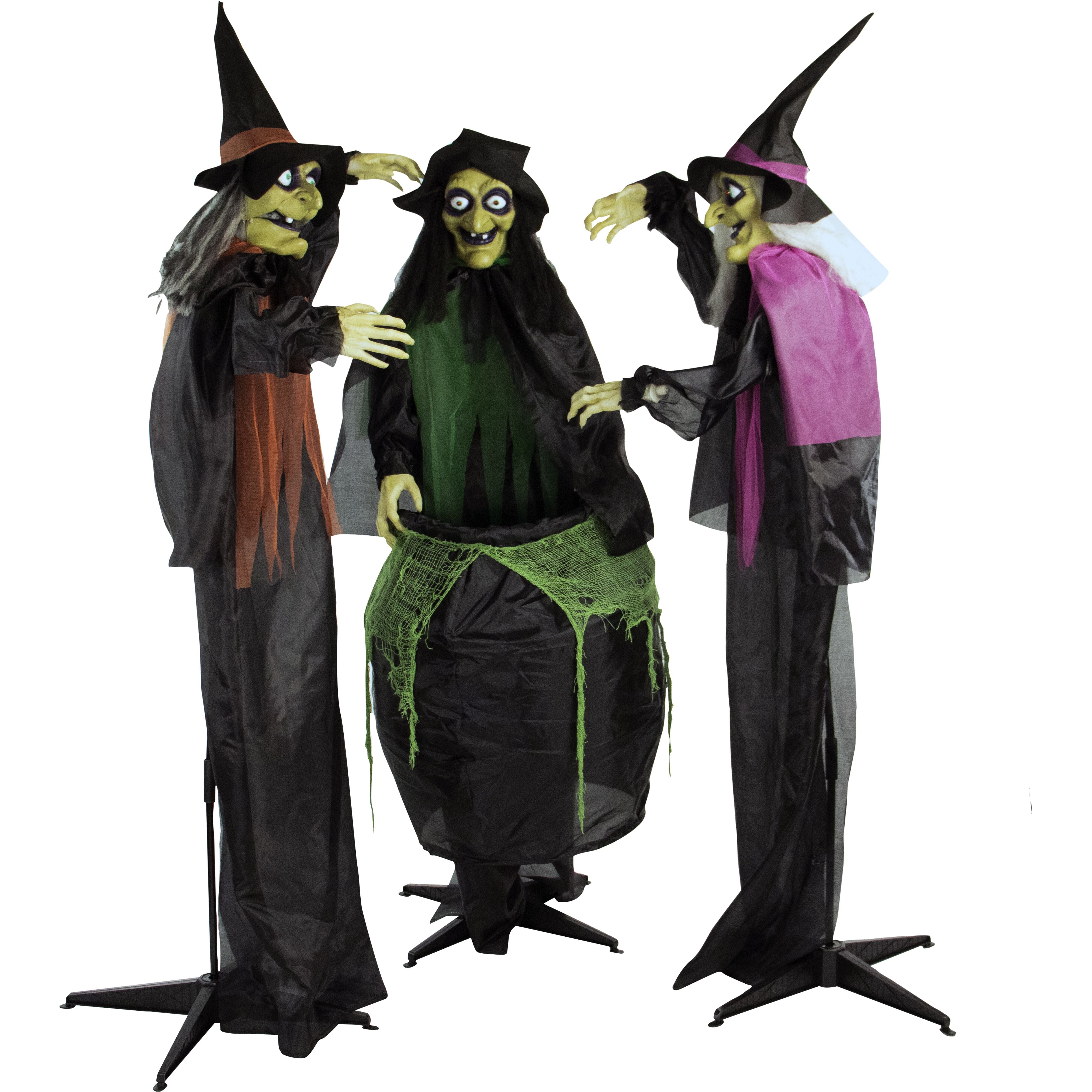 Haunted Hill Farm -  Life-Size Animatronic Witches, Indoor/Outdoor Halloween Decoration, Light-up Eyes, Poseable