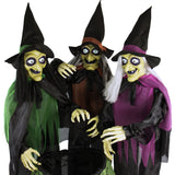 Haunted Hill Farm -  Life-Size Animatronic Witches, Indoor/Outdoor Halloween Decoration, Light-up Eyes, Poseable