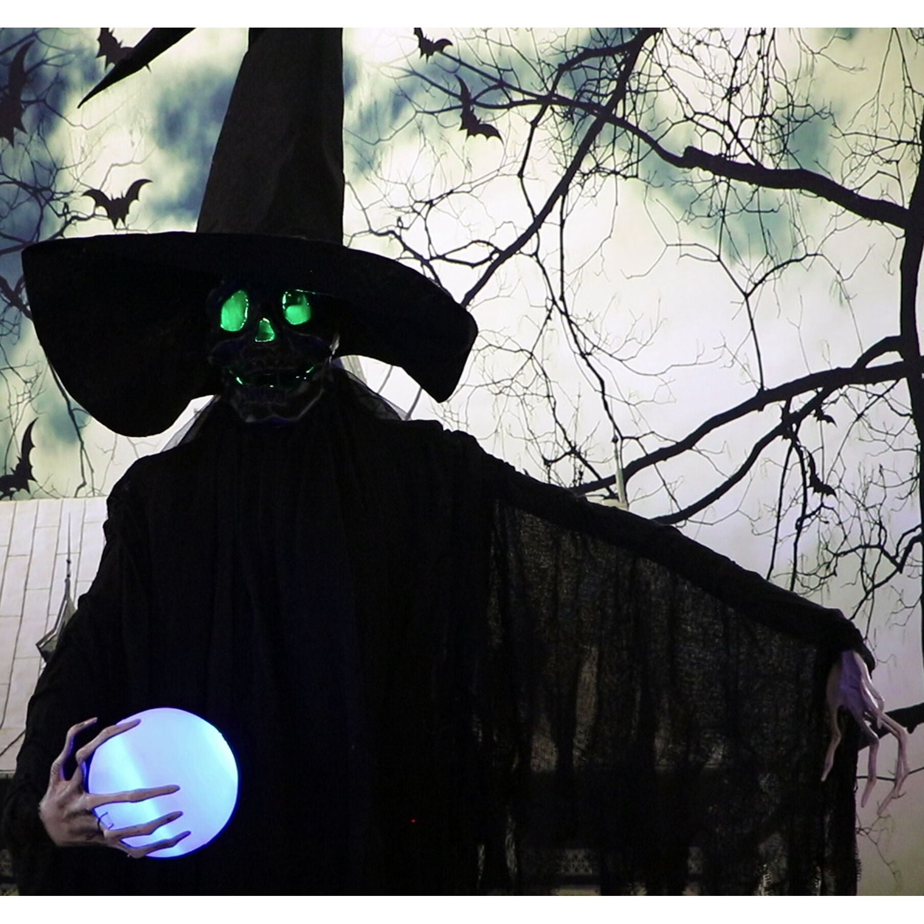 Haunted Hill Farm -  Mallory the Phantom Witch with Multi-Color Crystal Ball, Indoor or Covered Outdoor Halloween Decoration