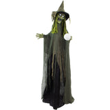 Haunted Hill Farm -  6-Ft. Buella the Animatronic Fortune-Telling Witch, Indoor or Covered Outdoor Halloween Decoration