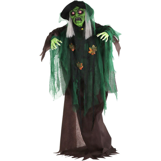 Haunted Hill Farm - Animatronic Talking Forest Witch with Movement and Lights for Scary Halloween Decoration