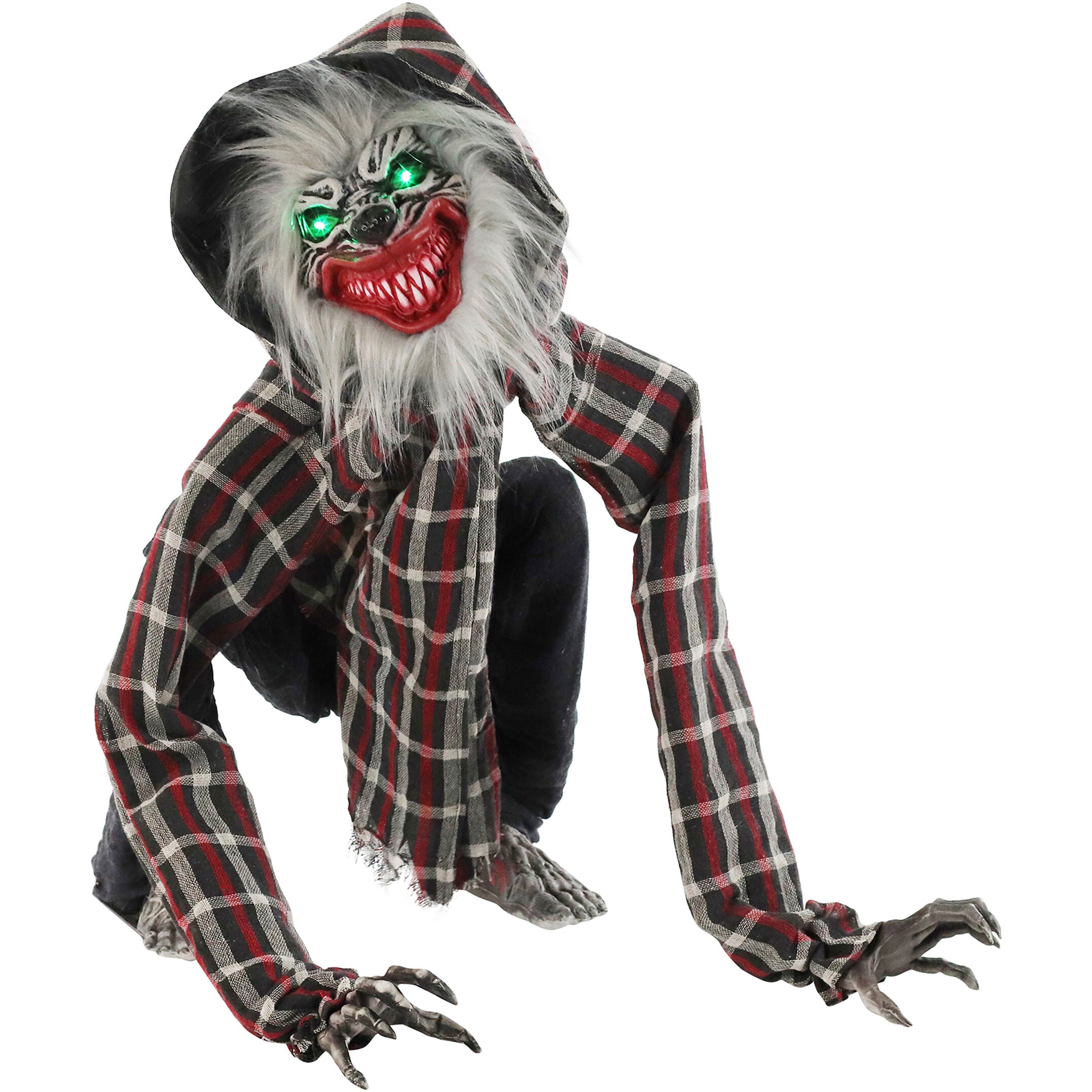 Haunted Hill Farm - Animatronic Squatting Werewolf with Movement, Sounds, and Light-Up Eyes for Scary Halloween Decoration