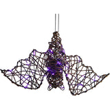 Haunted Hill Farm - Set of 3 Battery-Operated Rattan Bats with Hanging Loops, Purple Lights, and Timer for Modern Farmhouse Halloween Decoration