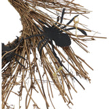Haunted Hill Farm - 20-In. Battery-Operated Natural Twig Wreath with LED Lights and Creepy Spiders for Halloween Door or Wall Decoration