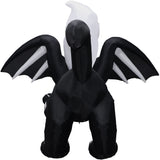 Haunted Hill Farm - 5-Ft. Tall Pre-lit Inflatable Black Cat Bat with Red Eyes and Ghost
