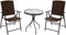 Hiland Bistro Set Hiland Patio Heaters Three Piece Patio Set in Dark Brown Wicker