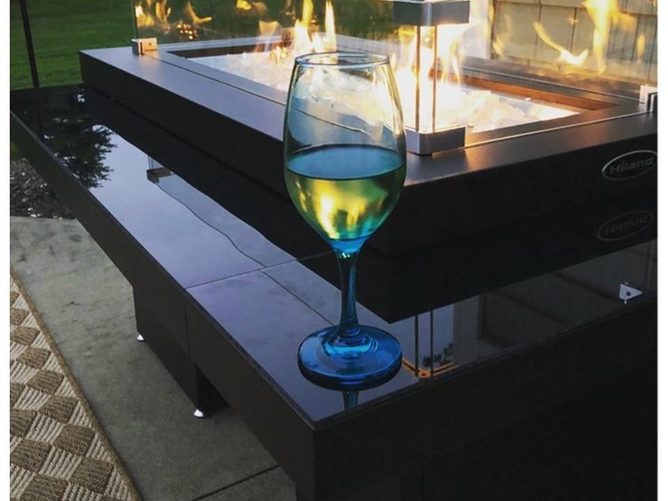 Hiland Fire Pits Hiland Multi Tiered Firepit in Matte Espresso with Cover