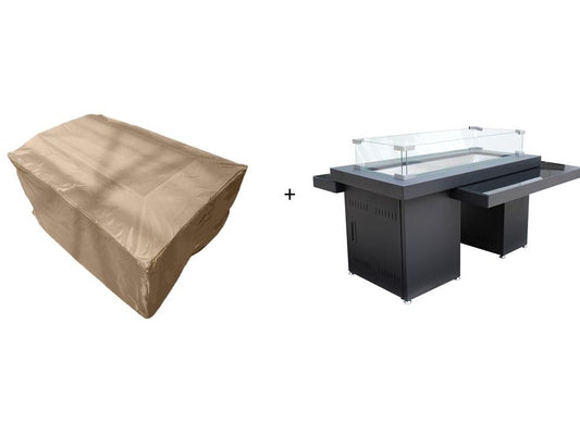 Hiland Fire Pits Hiland Multi Tiered Firepit in Matte Espresso with Cover