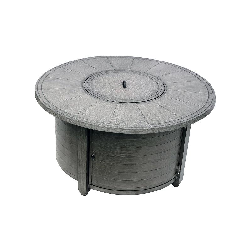 Hiland Fire Pits Hiland Patio Heaters Cast Aluminum Round Fire Pit in Brushed Wood Finish