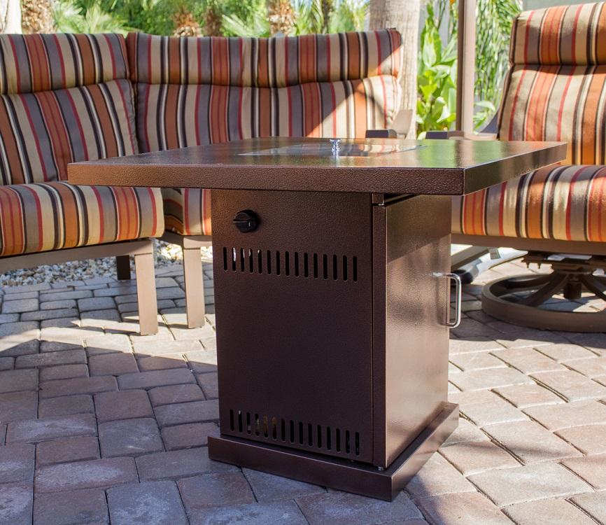 Hiland Fire Pits Hiland Patio Heaters Outdoor Conventional Propane Fire Pit in Hammered Bronze