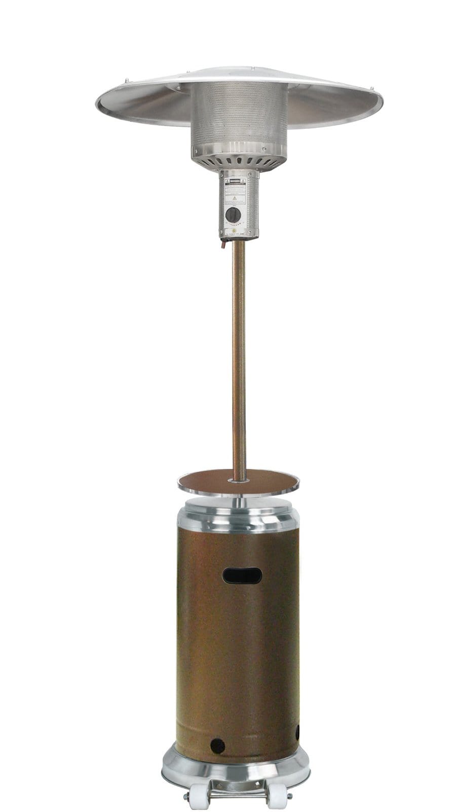 Hiland Parasol Patio Heaters Hiland Patio Heaters Outdoor Two-Toned Patio Heater in Stainless Steel and Hammered Bronze
