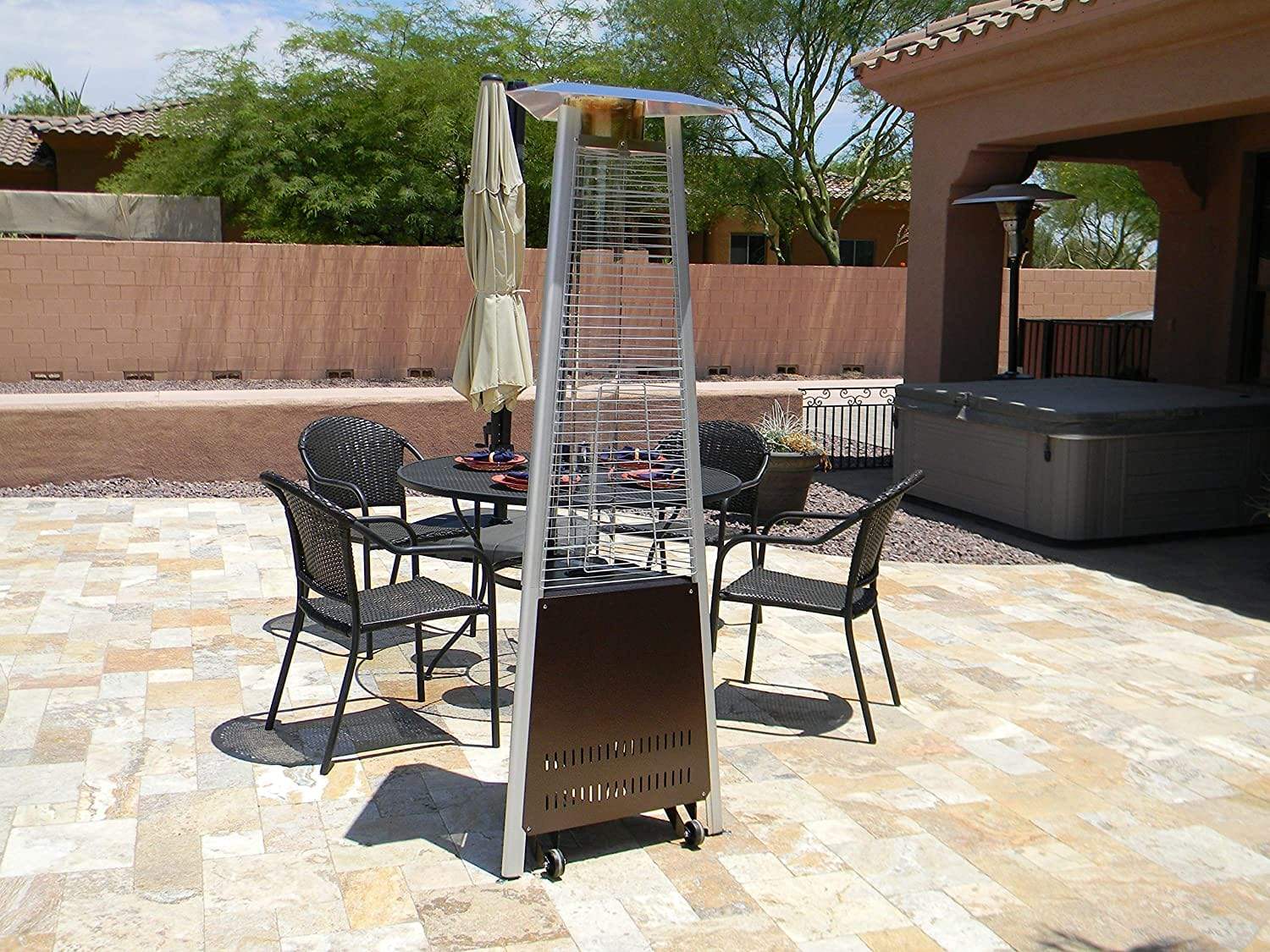 Hiland Tower Patio Heater Patio Heater Hiland Patio Heaters Compact Glass Tube Heater in Hammered Bronze