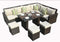 HomeRoots Furniture Outdoor Dining Set Brown HomeRoots Furniture - Brown 8-Piece Outdoor Sectional Set with Cushions (372321) | 180.96" x 33.54" x 34.71"