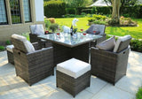 HomeRoots Furniture Outdoor Dining Set Home Roots Brown Wicker 9-Piece Square Outdoor Dining Set with Beige Cushions - 372319