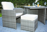 HomeRoots Furniture Outdoor Dining Set HomeRoots - Gray Wicker 11-Piece Outdoor Dining Set with Cushions and Wicker/Glass Top Table - 372320