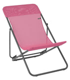 HomeRoots Outdoors Beach Chairs Begonia / Frame: powder coated finish (100% polyester powder Folding Sling Chair - Set of 2 - Basalt Steel Frame - Begonia Fabric