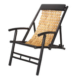 HomeRoots Outdoors Beach Chairs Black/Natural / Bamboo 27.5" Natural and Black Bamboo Folding Sling Chair