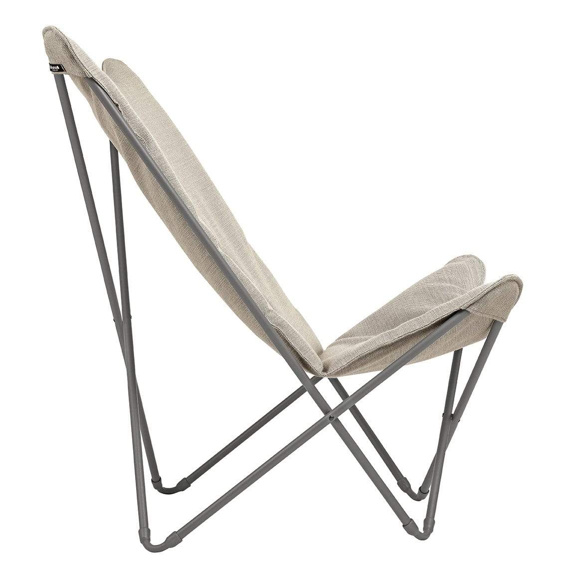 HomeRoots Outdoors Beach Chairs Latte / Frame: Galvanized steel; Fabric: Hedona Lounge Chair - Titane Steel Frame - Latte Hedona Fabric