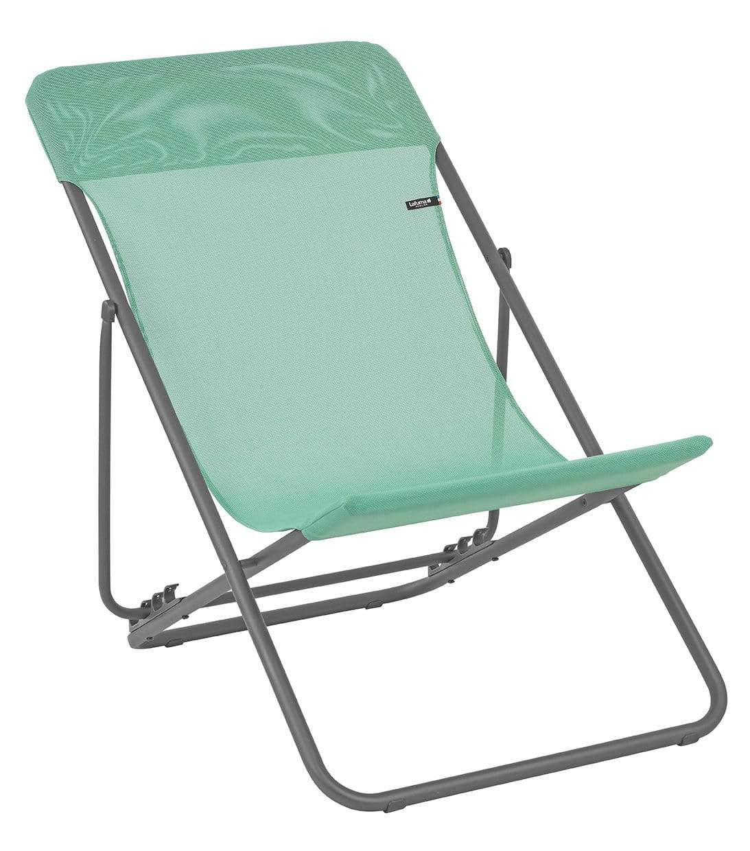 HomeRoots Outdoors Beach Chairs Menthol / Frame: powder coated finish (100% polyester powder Folding Sling Chair - Set of 2 - Basalt Steel Frame - Menthol Fabric