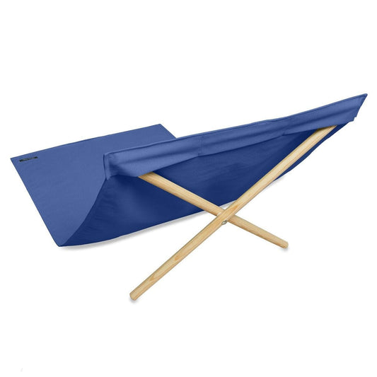 HomeRoots Outdoors Beach Chairs Navy Blue / Deck Chair Canevas & Pinetree Wood from France 55.10" X 27.55" X 13.80" Navy Blue Deck Chair Canevas & Pinetree Wood from France Beach Chair