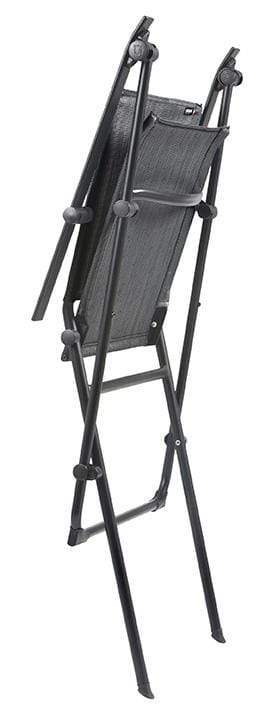 HomeRoots Outdoors Beach Chairs Obsidian / Frame: Galvanized Steel ; Fabric: Batyline Duo Folding Armchair - Black Steel Frame - Obsidian Duo Fabric