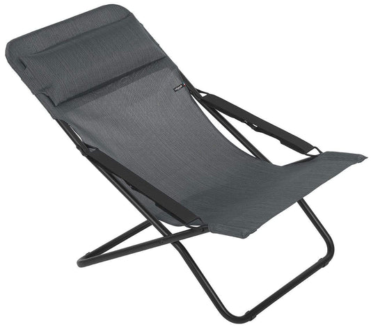 HomeRoots Outdoors Beach Chairs Obsidian / Frame: powder coated finish (100% polyester powder Folding Sling Chair - Black Steel Frame - Obsidian Fabric