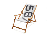 HomeRoots Outdoors Beach Chairs White and Grey / Recycled Sailcloth 28.35" X 61.02" X 3.15" White Recycled Sailcloth Deck Chair Dacron Grey 587