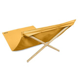 HomeRoots Outdoors Beach Chairs Yellow / Deck Chair Canevas & Pinetree Wood from France 55.10" X 27.55" X 13.80" Yellow Deck Chair Canevas & Pinetree Wood from France Beach Chair
