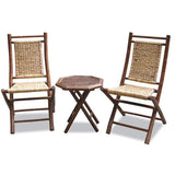 HomeRoots Outdoors Bistro Set Brown/Natural / Bamboo 36" Brown Bamboo Sea Grass Weave 2 Chairs and a Table Bistro Set