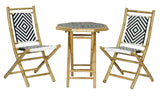 HomeRoots Outdoors Bistro Set Natural Bamboo, Black & White Poly-Rattan / Bamboo 36" Brown Poly-Rattan and Bamboo set of 2 Chairs and a Table