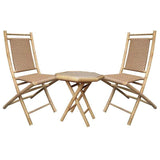 HomeRoots Outdoors Bistro Set Natural/Tan / Bamboo 36" Natural and Tan Bamboo Diamond Weave 2 Chairs and a Table Bistro Set