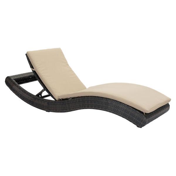 HomeRoots Outdoors Chaise Lounge Brown & Beige / Synthetic Weave, Sunproof 27.5" X 78.5" X 14" Brown And Beige Synthetic Weave Beach Chaise Lounge