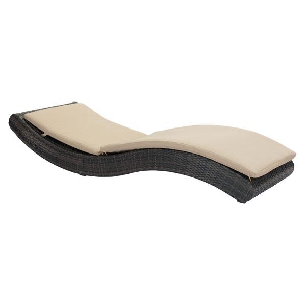 HomeRoots Outdoors Chaise Lounge Brown & Beige / Synthetic Weave, Sunproof 27.5" X 78.5" X 14" Brown And Beige Synthetic Weave Beach Chaise Lounge